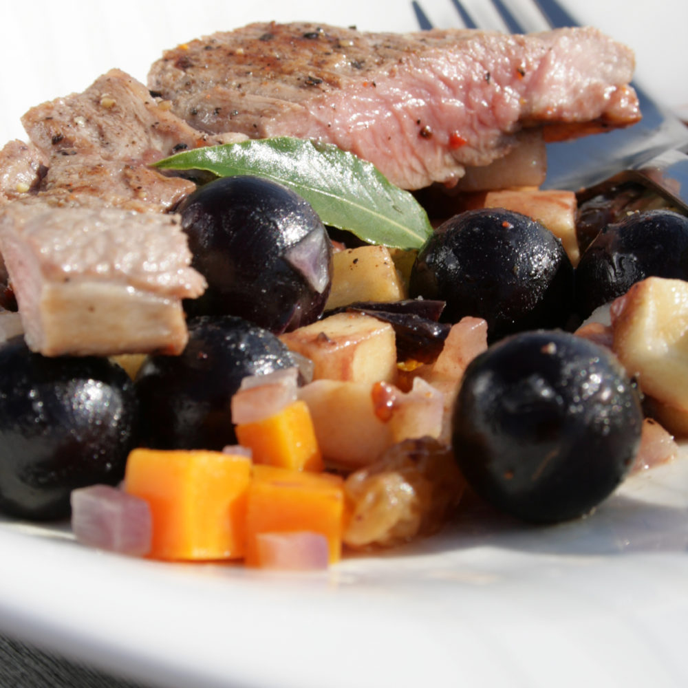 TRANCHE DE GIGOT D&rsquo;AGNEAU AUX RAISINS D&rsquo;AUTOMNE